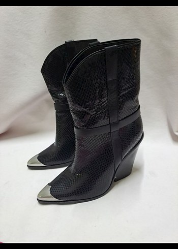 Siyah Topuklu Kadın Bot k434 yeni Defosuz içi dışı deri - Görsel 3