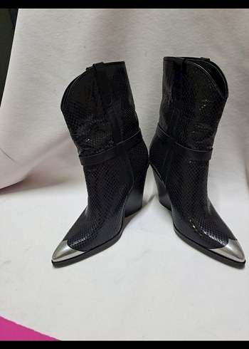 Siyah Topuklu Kadın Bot k434 yeni Defosuz içi dışı deri - Görsel 2