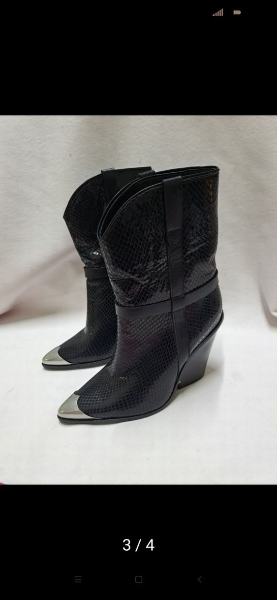 Siyah Topuklu Kadın Bot k434 yeni Defosuz içi dışı deri - Görsel 3