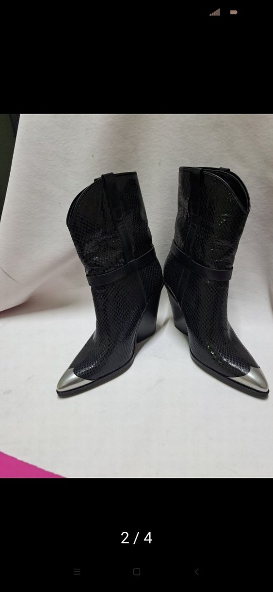 Siyah Topuklu Kadın Bot k434 yeni Defosuz içi dışı deri - Görsel 2