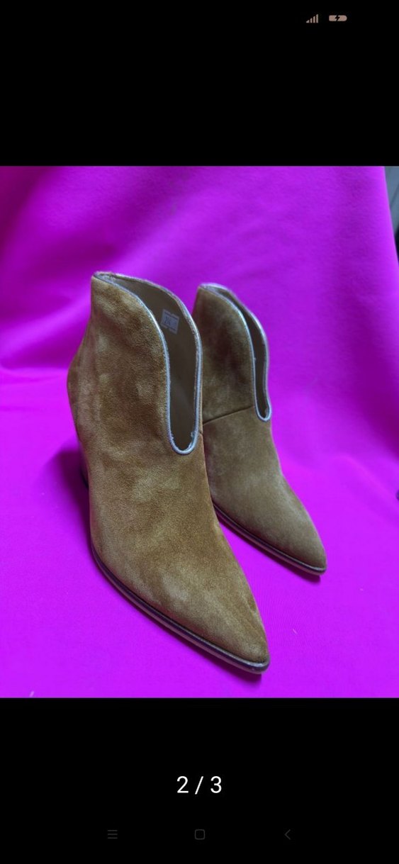 hardal Süet  Topuklu Bot k116 süet kaliteli işçilik Defosuz yeni - Görsel 2