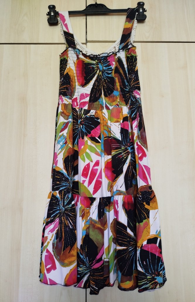 Dantel Detaylı Renkli Bohem Uzun Elbise - Görsel 2