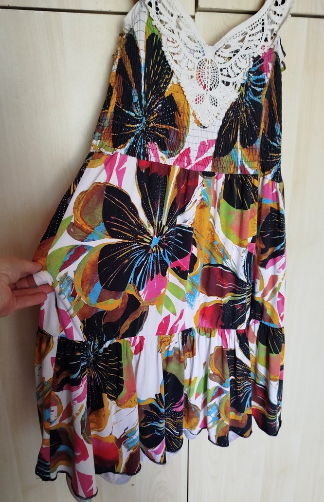 Dantel Detaylı Renkli Bohem Uzun Elbise - Görsel 4