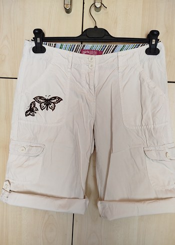 Beyaz Kelebek Desenli Pamuk Mini Şort - Görsel 7