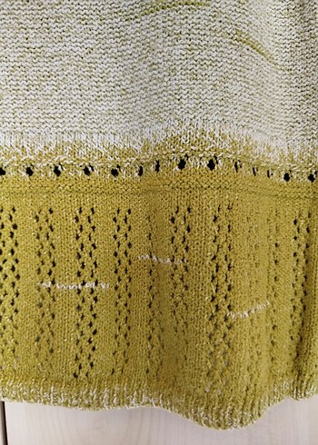 Bohem Yeşil Gri Örgü Kadın Kazak - Görsel 4