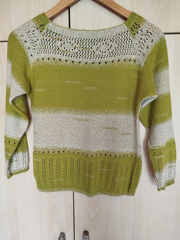 Bohem Yeşil Gri Örgü Kadın Kazak - Görsel 3