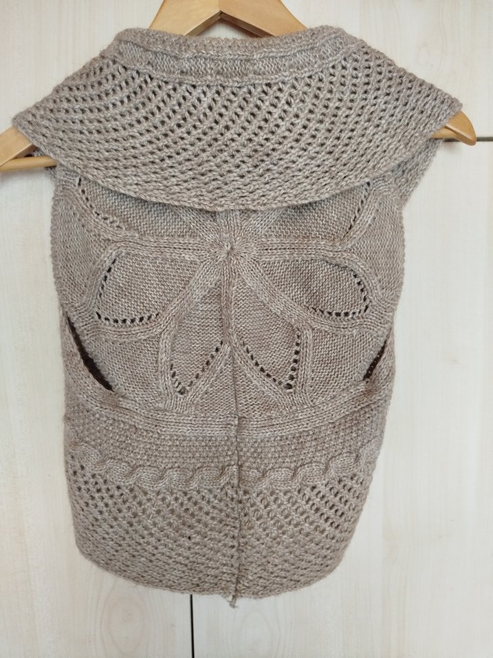 Bej Örgü Süveter V-Yaka - Görsel 2