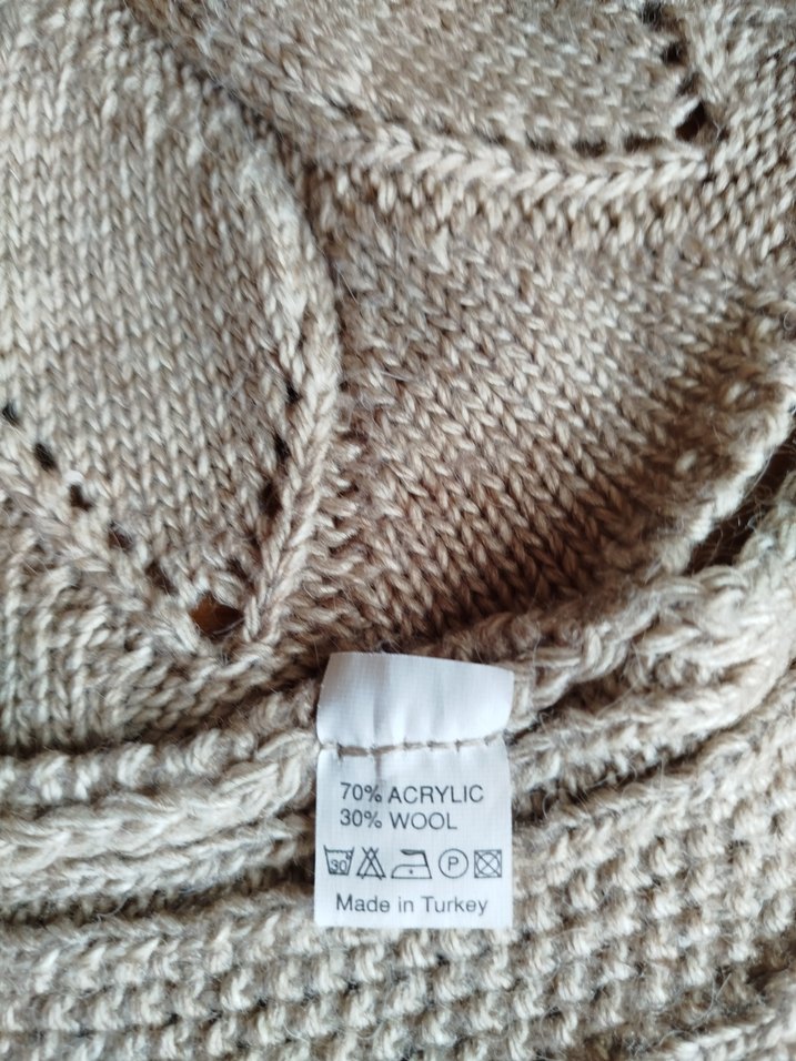 Bej Örgü Süveter V-Yaka - Görsel 3