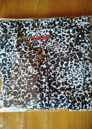 Desenli Gri Kadın Uzun Kollu Gömlek - Görsel 7