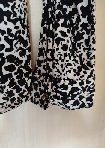 Desenli Gri Kadın Uzun Kollu Gömlek - Görsel 3