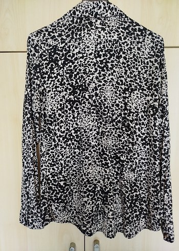 Desenli Gri Kadın Uzun Kollu Gömlek - Görsel 6