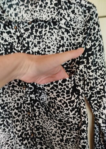 Desenli Gri Kadın Uzun Kollu Gömlek - Görsel 4