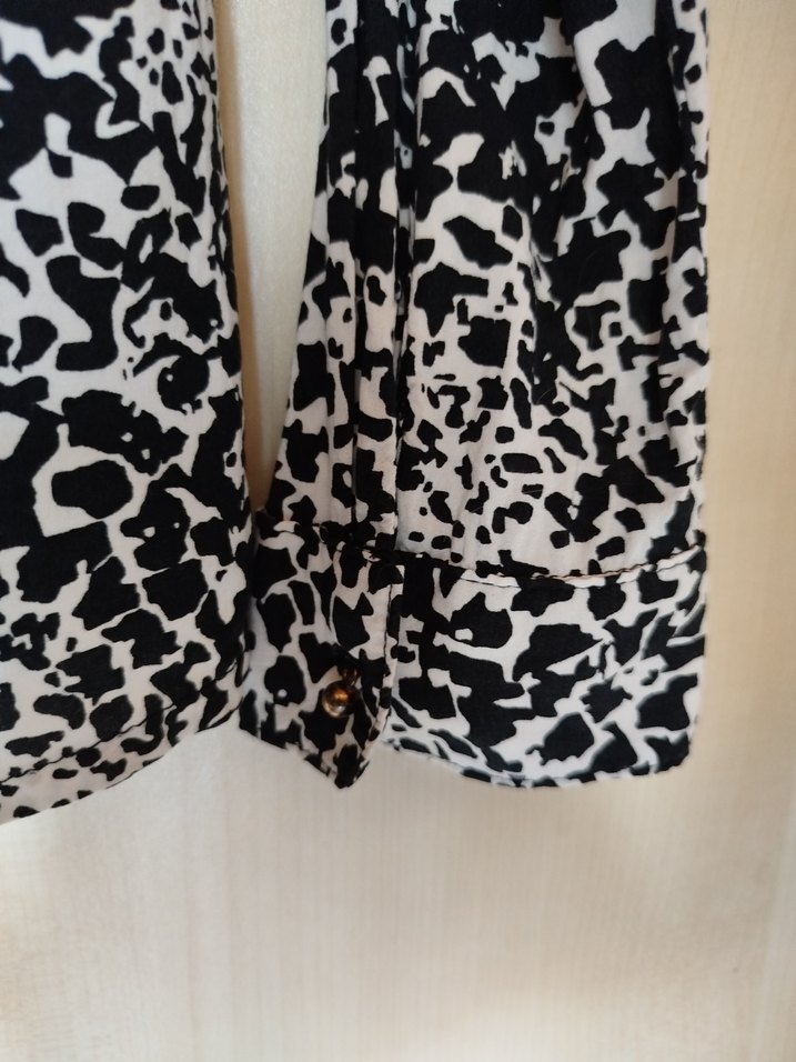 Desenli Gri Kadın Uzun Kollu Gömlek - Görsel 3