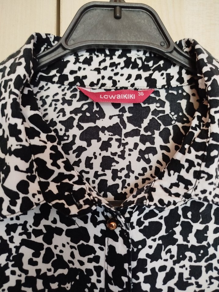 Desenli Gri Kadın Uzun Kollu Gömlek - Görsel 2