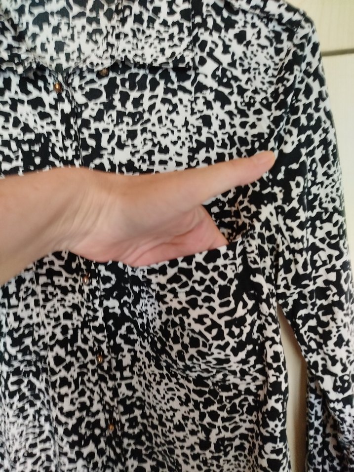 Desenli Gri Kadın Uzun Kollu Gömlek - Görsel 4