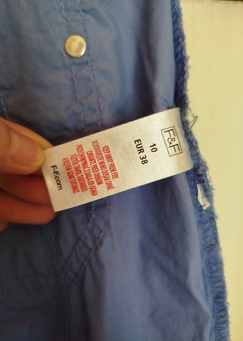 Kadın Mavi Kemerli Rahat Kapri - Görsel 9