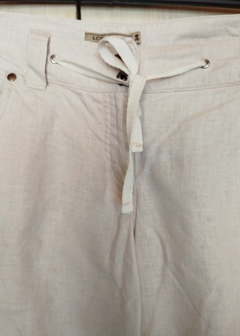 Kadın Bej Keten Kemerli Mini Şort - Görsel 6