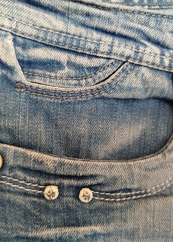 Düğmeli Mini Mavi Kadın Denim Şort - Görsel 5