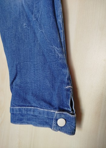 31 Beden mavi Renk Kadın Mavi Kemerli Denim Kapri