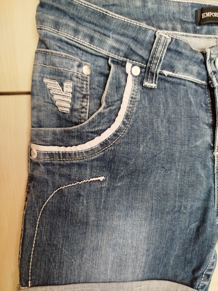 Emporio Armani Kadın Lacivert Mini Denim Şort - Görsel 3