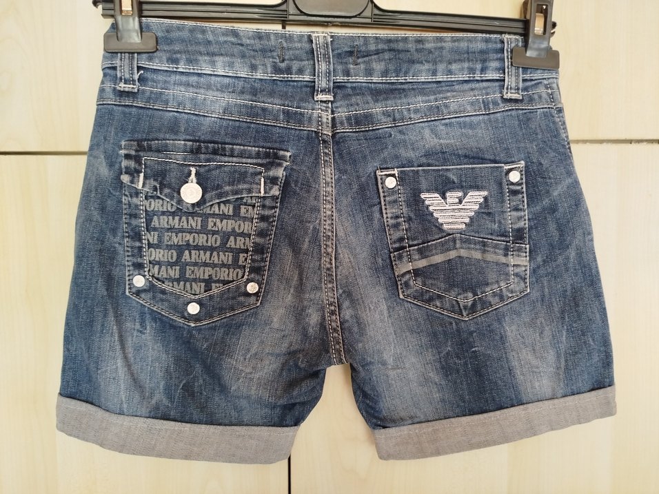 Emporio Armani Kadın Lacivert Mini Denim Şort - Görsel 5
