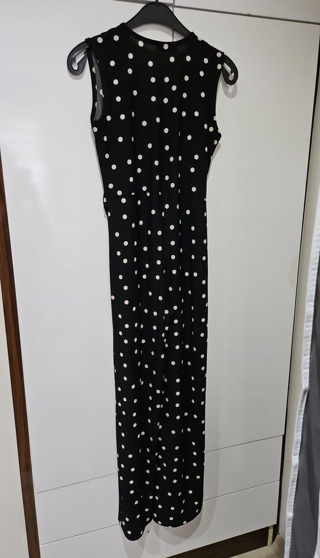 Puantiye Desenli Siyah Hamile Tulum - Görsel 2