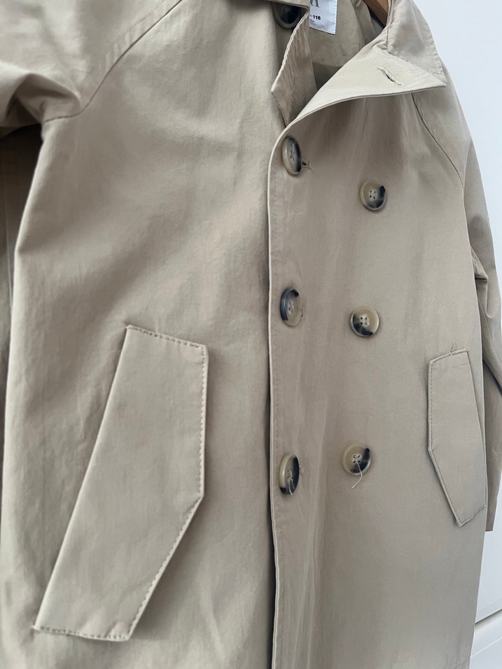 Bej Çocuk Düğmeli Klasik Kaban - Görsel 5