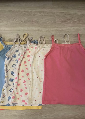 Çocuk İp Askılı Atlet Seti, Renkli ve Desensiz - Görsel 3