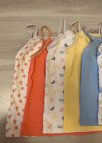 Çocuk İp Askılı Atlet Seti, Renkli ve Desensiz - Görsel 2