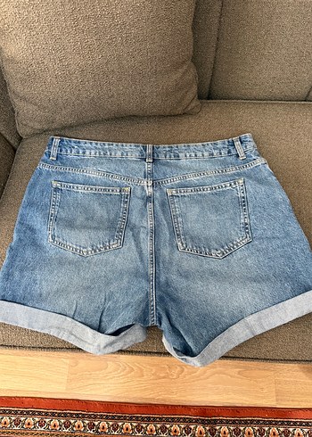46 Beden Kadın Gri Mavi Midi Bol Kesim Kot Şort