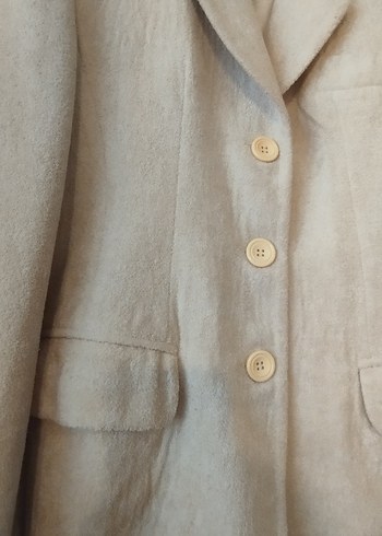 42 Beden Bej Kadın Fule Düğmeli Blazer Ceket