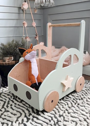 Pastel Yeşil Ahşap Bebek Yürüteci - Görsel 4