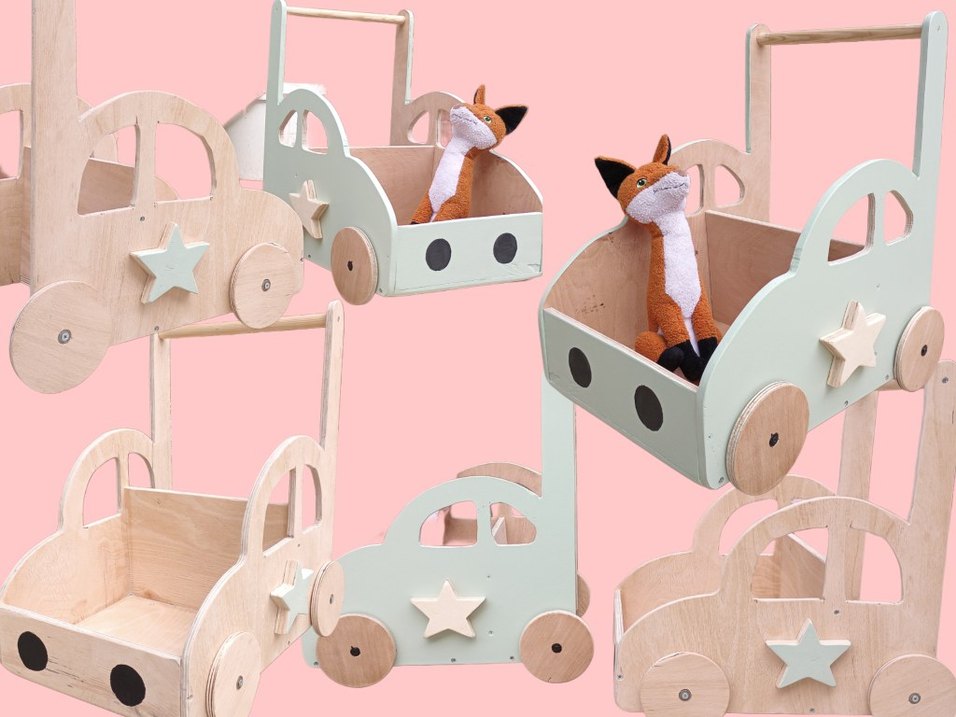 Pastel Yeşil Ahşap Bebek Yürüteci - Görsel 3