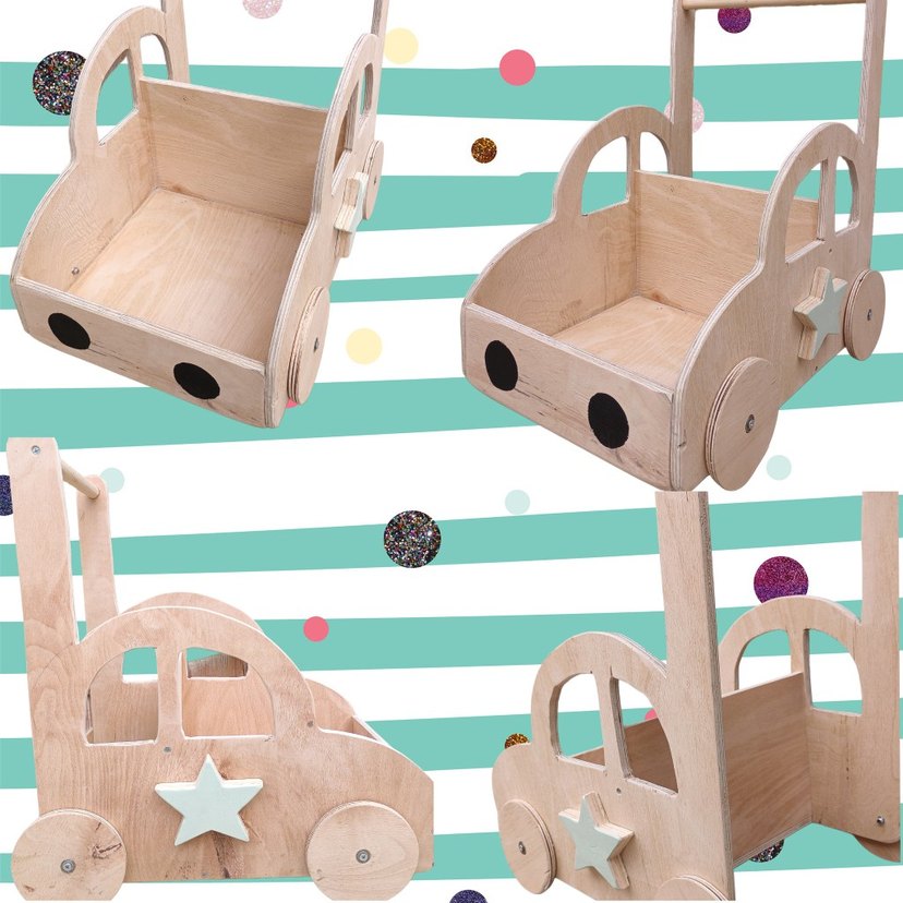 Pastel Yeşil Ahşap Bebek Yürüteci - Görsel 2