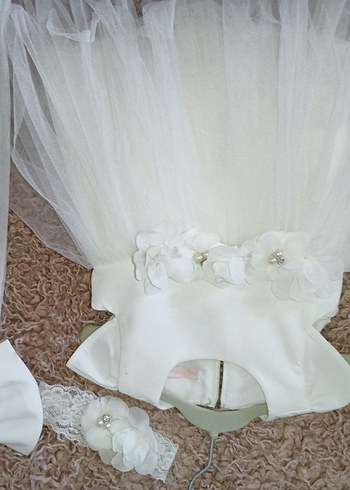 Kız Çocuk Beyaz Tül Detaylı Elbise - Görsel 2