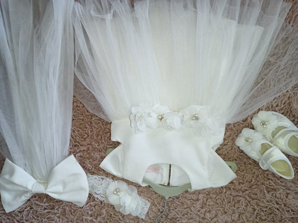 Kız Çocuk Beyaz Tül Detaylı Elbise - Görsel 2