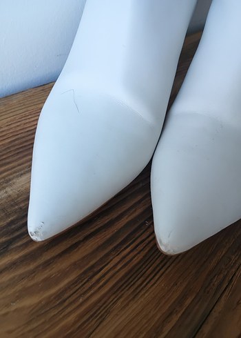 Beyaz Stiletto Topuklu Kadın Dizüstü Çizme - Görsel 3