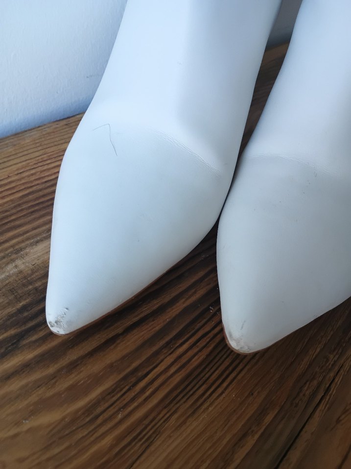 Beyaz Stiletto Topuklu Kadın Dizüstü Çizme - Görsel 3