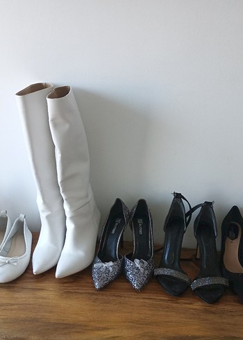 Beyaz İnce Topuklu Kadın Gece Ayakkabısı - Görsel 2