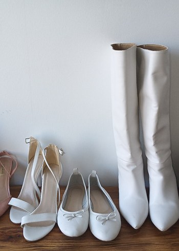 Beyaz İnce Topuklu Kadın Gece Ayakkabısı - Görsel 4