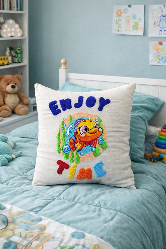 Renkli Nakışlı Bohem Dekoratif Yastık - Görsel 2