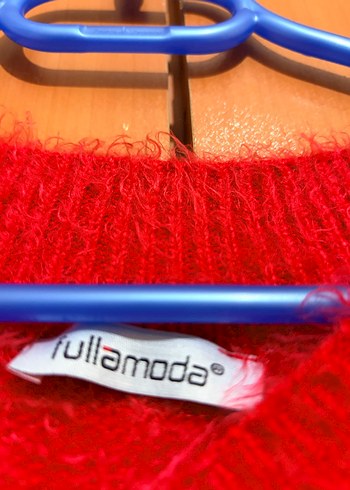 Kırmızı Kadın Salaş Triko Kazak - Görsel 2