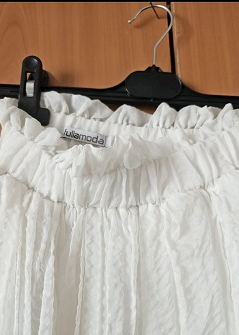 Beyaz Uzun beli lastikli  Etek - Görsel 3