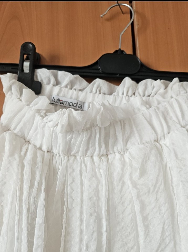 Beyaz Uzun beli lastikli  Etek - Görsel 3