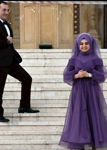 Uzun Mor Bohem nisan Kadın Elbise - Görsel 5