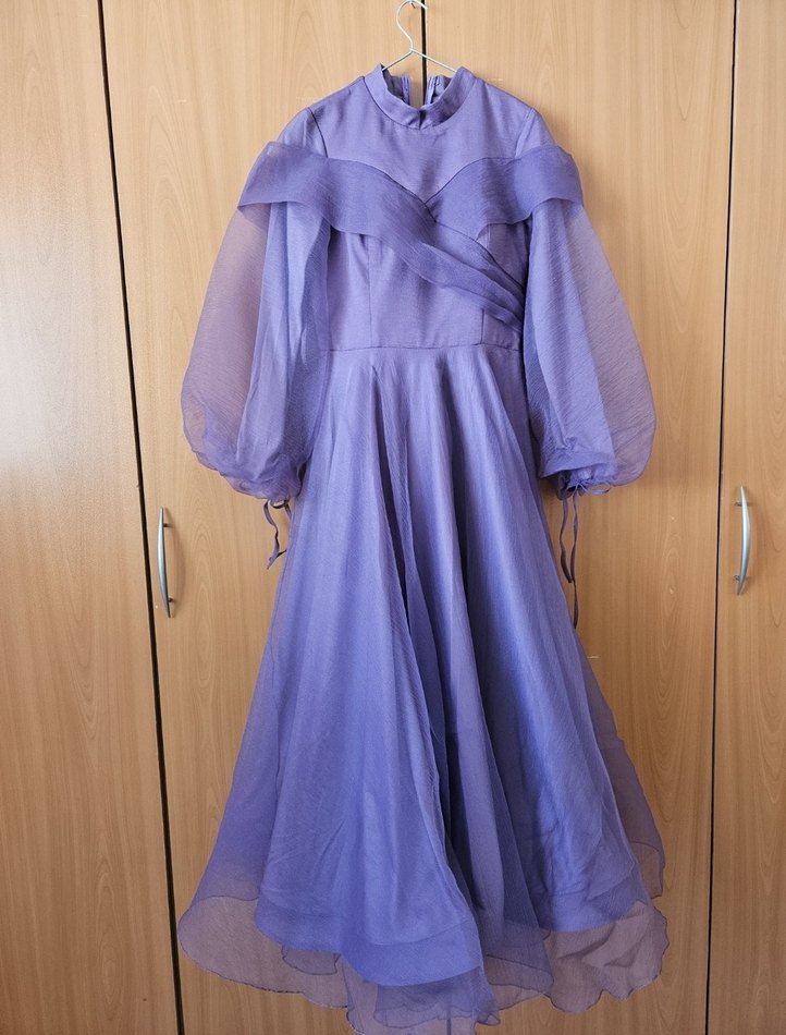 Uzun Mor Bohem nisan Kadın Elbise - Görsel 2