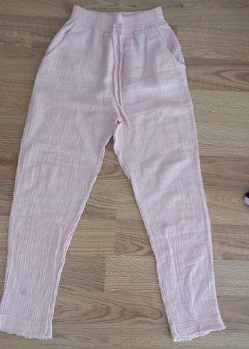 Diğer Pembe Midi Keten Kadın Pantolon