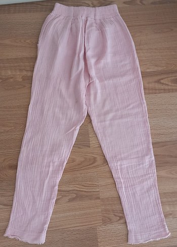 Pembe Midi Keten Kadın Pantolon