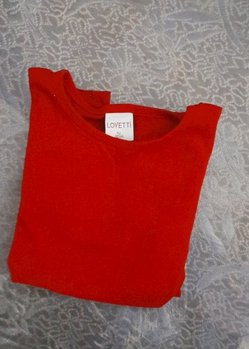 Kız Çocuk Kırmızı Uzun Kollu Basic Tişört - Görsel 4