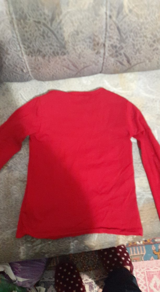 Kız Çocuk Kırmızı Uzun Kollu Basic Tişört - Görsel 2